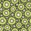 Seamless pattern with green kiwi slices. 