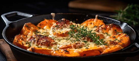 Poster - A baked food dish in a pan on the table