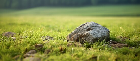 Canvas Print - Rock in middle of grassy field