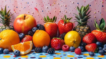 Poster - Vibrant Fruit Fiesta, generative ai