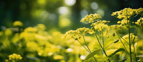 Sticker - Yellow flowers field sun shining trees