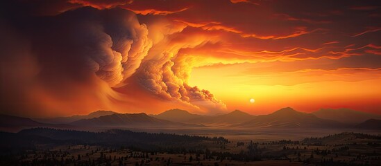 Wall Mural - Mountain Sunset Painting