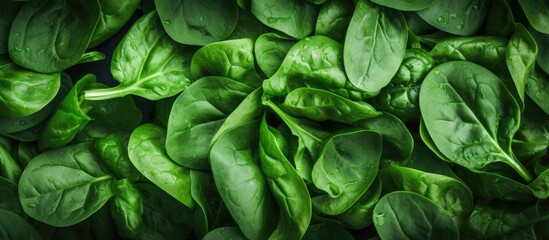 Wall Mural - Close-up of fresh spinach leaves