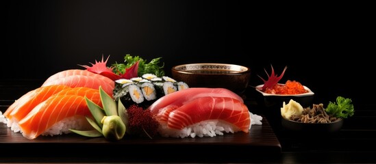 Poster - Plate of sushi and sauce bowl