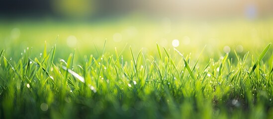 Poster - Grass Field Covered in Water Droplets