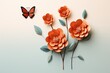 spring flowers and butterfly paper art illustration