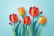 tulip flowers paper art illustration