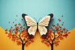 beautiful origami butterfly paper art floral design illustration