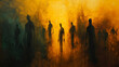 famine and hunger, abstract oil painting with human starving