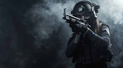 Wall Mural - Special police force SWAT tactical team in team action