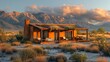 Rustic Adobe Home with Mountain View, generative ai
