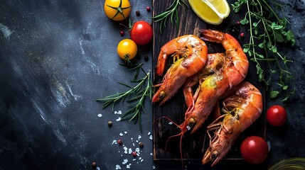 Wall Mural - shrimps and vegetables