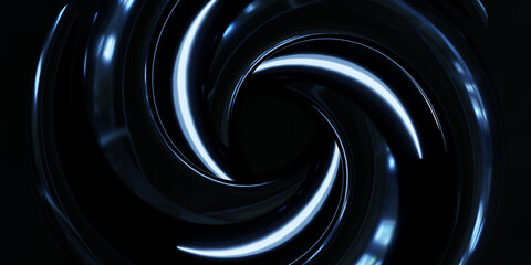 Poster - Abstract dark blue spiral design capturing motion and light dynamics 3d render illustration