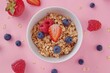 Oatmeal with fruit on a salmon-colored background food photography 8k perfect lighting --chaos 20 --ar 3:2 --style raw Job ID: 71c61ec0-04c8-4cc8-ac3f-df0c14e21a48