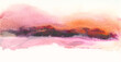 Art watercolor and acrylic flow blot smear painting. Abstract  landscape. Color canvas texture horizontal background.