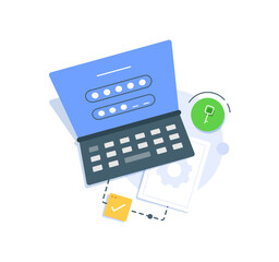 Fototapete - login and password,secure notice login verification,Login form page with lock and password. Safety verification, user authorization, web security concept