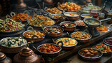 Fototapeta  - A portrait of various indian food buffet, collage