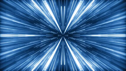 Wall Mural - 4K light tunnel Abstract background for VJ Hyperspace speed warp of blue light seamless loop.