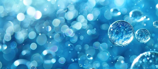 Poster - Floating Bubbles on Blue Background