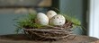 Quail Bird Nest With Eggs