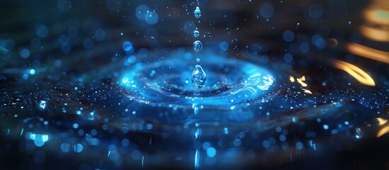 Poster - Close Up of Electric Blue Water Drop