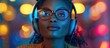 © FryArt - Woman Listening to Music With Headphones and Glasses