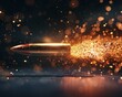 A high-speed bullet flies through the air, shattering into a million pieces upon impact.