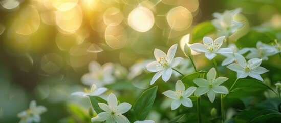 Cluster of White Flowers in Grass