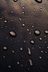 Raindrops on a Dark Glass Surface