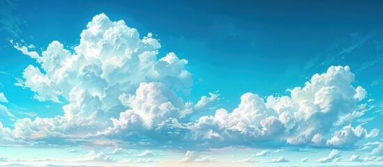 Vibrant Blue Sky With Fluffy White Clouds