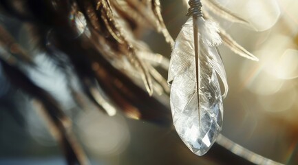 Poster - Sunlight Glistening on a Delicate Feather