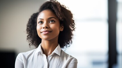 Wall Mural - Confident young professional woman looking towards the future