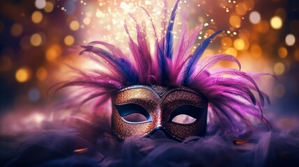 Canvas Print - Mysterious Venetian Mask at a Festive Celebration