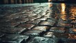 wet stone pavement background after rain