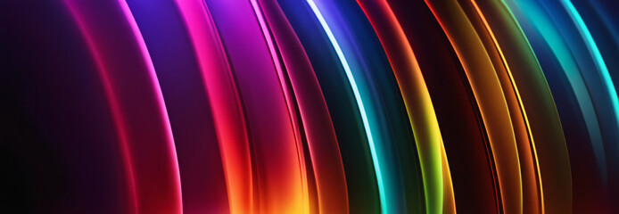 Canvas Print - abstract hologram rainbow colorful shapes on black background