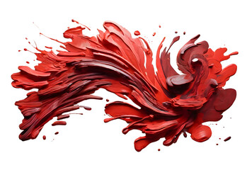 Wall Mural - Red color and maroon color paint stroke on a solid white background, generative AI