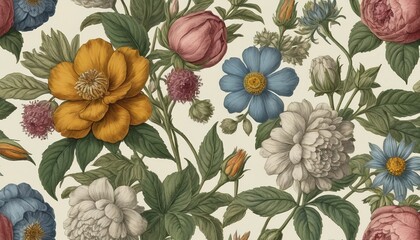 Wall Mural - vintage botanical flower bunch