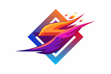 Fototapete - logo featuring a dissolving geometric shape with a vibrant color transition, conveying innovation.