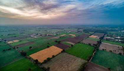 Wall Mural - aerial top view of a different agriculture fields drone shot