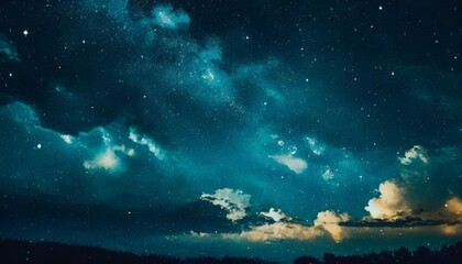 Wall Mural - a painting of a night sky with stars and clouds