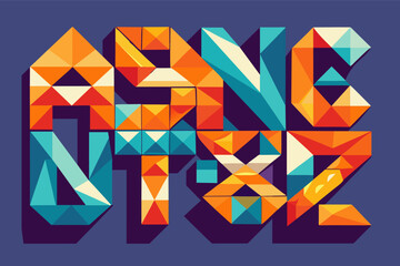 Fototapete - A fragmented typeface where each letter is a separate geometric element