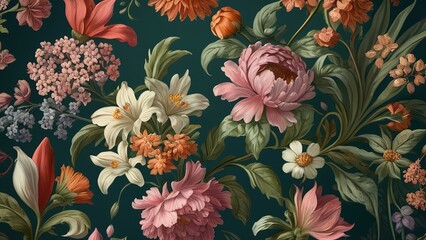 Wall Mural - vintage botanical flower bunch