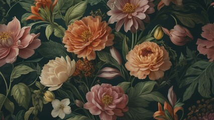 Wall Mural - vintage botanical flower bunch