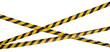 © Vitaly - Isolated crossed warning tape with yellow and black stripes. Stretched caution ribbon.