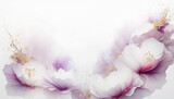Fototapeta Lawenda - Sfondo di fiori rosa. Spazio vuoto, sfondo bianco, invito