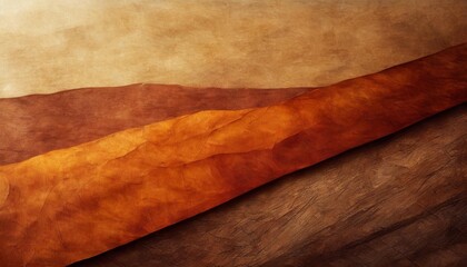 Wall Mural - a close up of an old brown paper reveals tints and shades of amber beige and peach resembling a natural landscape the paper is textured like wood flooring forming a rectangle shape