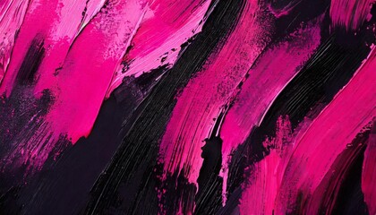 Wall Mural - vivid pink and black abstract paint strokes on canvas