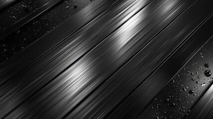 a black and silver image with a shiny surface. the image is blurry and has a wet appearance