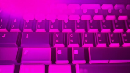 Poster - close up of colorful purple and pink keyboard generative ai