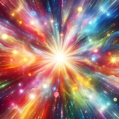 Wall Mural - Vibrant Watercolor Background with Radiant Rainbow Colors